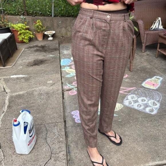 Vintage Jantzen Classics High-Waisted Plaid Trousers – Size 12 - Picture 4 of 10